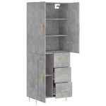vidaXL Dulap înalt, gri beton, 69,5x34x180, lemn compozit