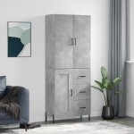 vidaXL Dulap înalt, gri beton, 69,5x34x180, lemn compozit