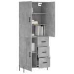 vidaXL Dulap înalt, gri beton, 69,5x34x180, lemn compozit