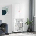 vidaXL Dulap înalt, alb, 69,5x34x180 cm, lemn compozit