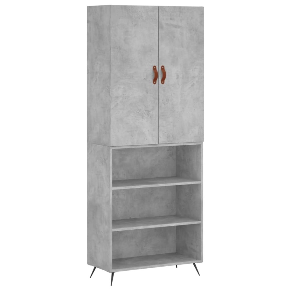vidaXL Dulap înalt, gri beton, 69,5x34x180, lemn compozit