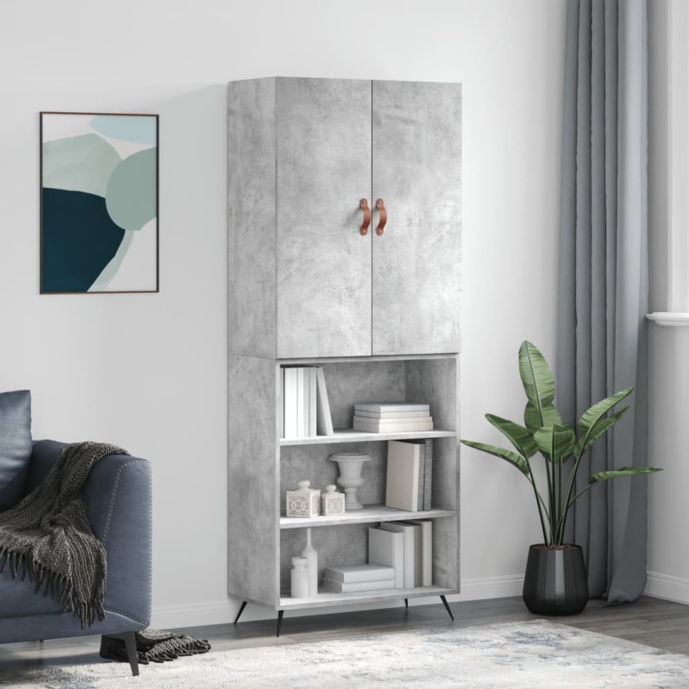 vidaXL Dulap înalt, gri beton, 69,5x34x180, lemn compozit