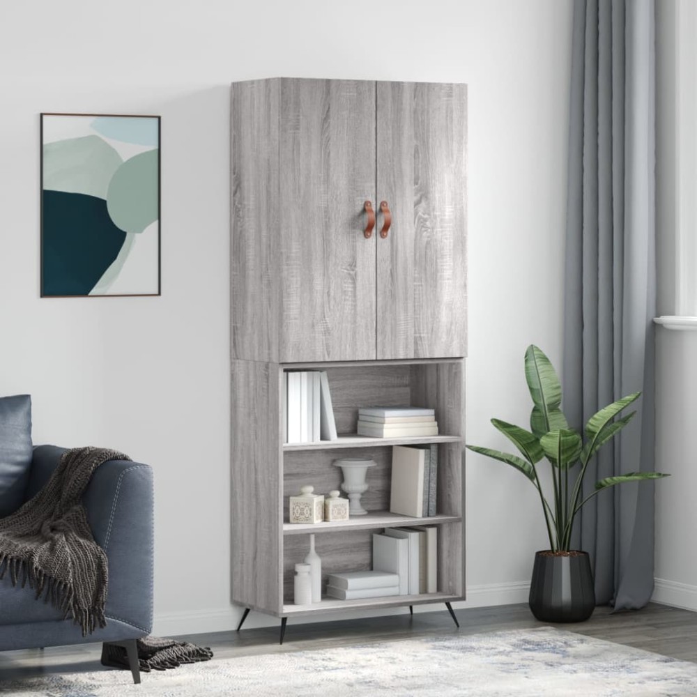 vidaXL Dulap înalt, gri sonoma, 69,5x34x180 cm, lemn compozit