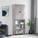 vidaXL Dulap înalt, gri sonoma, 69,5x34x180 cm, lemn compozit