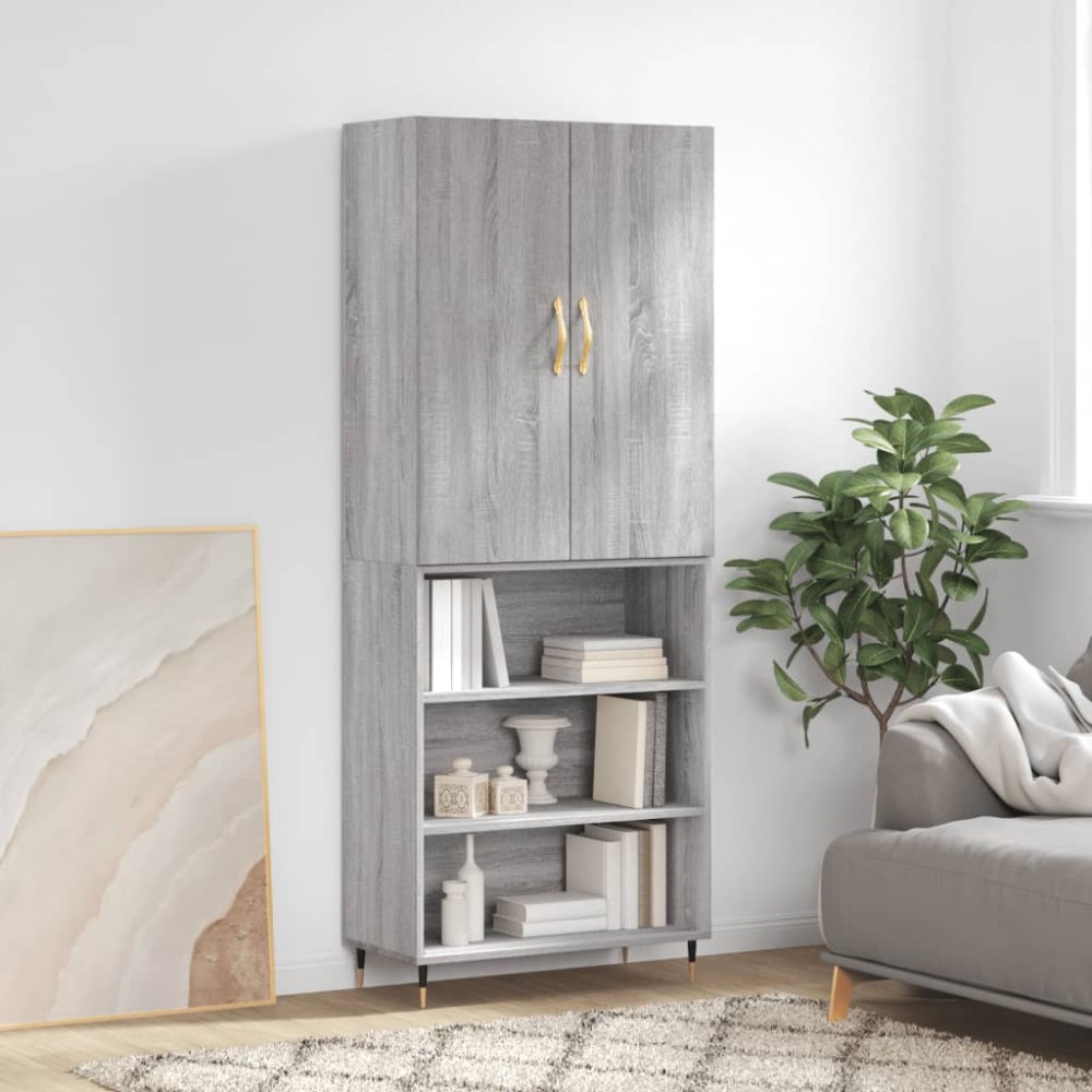 vidaXL Dulap înalt, gri sonoma, 69,5x34x180 cm, lemn compozit