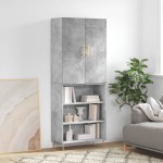 vidaXL Dulap înalt, gri beton, 69,5x34x180, lemn compozit vidaXL Dulap înalt, gri beton, 69,5x34x180, lemn compozit