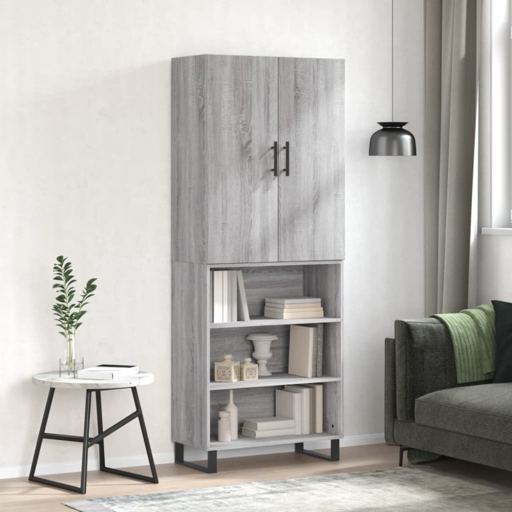 vidaXL Dulap înalt, gri sonoma, 69,5x34x180 cm, lemn compozit
