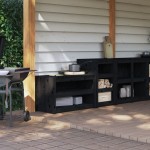 vidaXL Dulapuri de bucătărie de exterior, 2buc., negru, lemn masiv pin vidaXL Dulapuri de bucătărie de exterior, 2buc., negru, lemn masiv pin