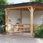 vidaXL Dulapuri de bucătărie de exterior, 3 buc., lemn masiv de pin