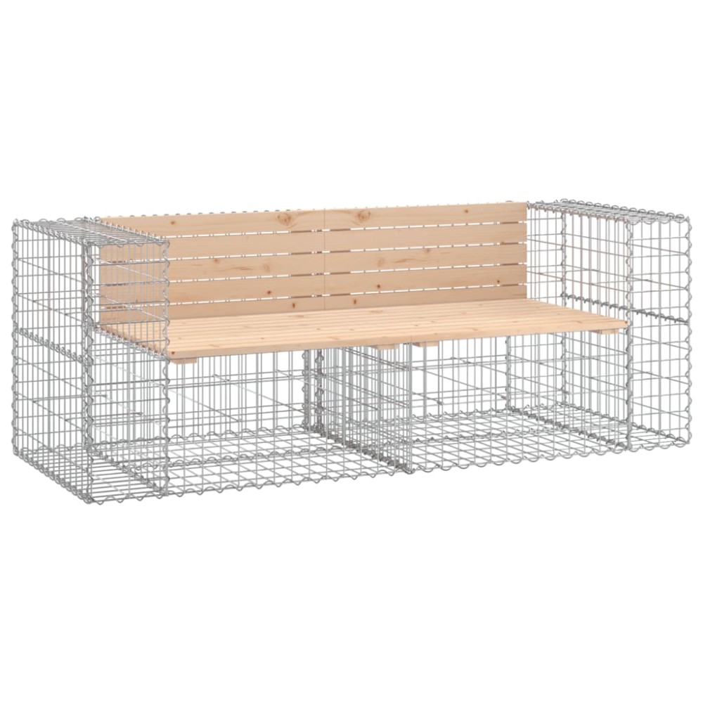 vidaXL Bancă de grădină, design gabion, 184x71x65,5 cm, lemn masiv pin
