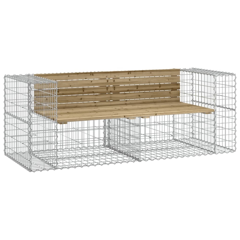 vidaXL Bancă de grădină cu gabion, 184x71x65,5 cm, lemn pin impregnat