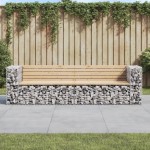 vidaXL Bancă de grădină cu gabion, 244x71x65,5 cm, lemn masiv de pin vidaXL Bancă de grădină cu gabion, 244x71x65,5 cm, lemn masiv de pin