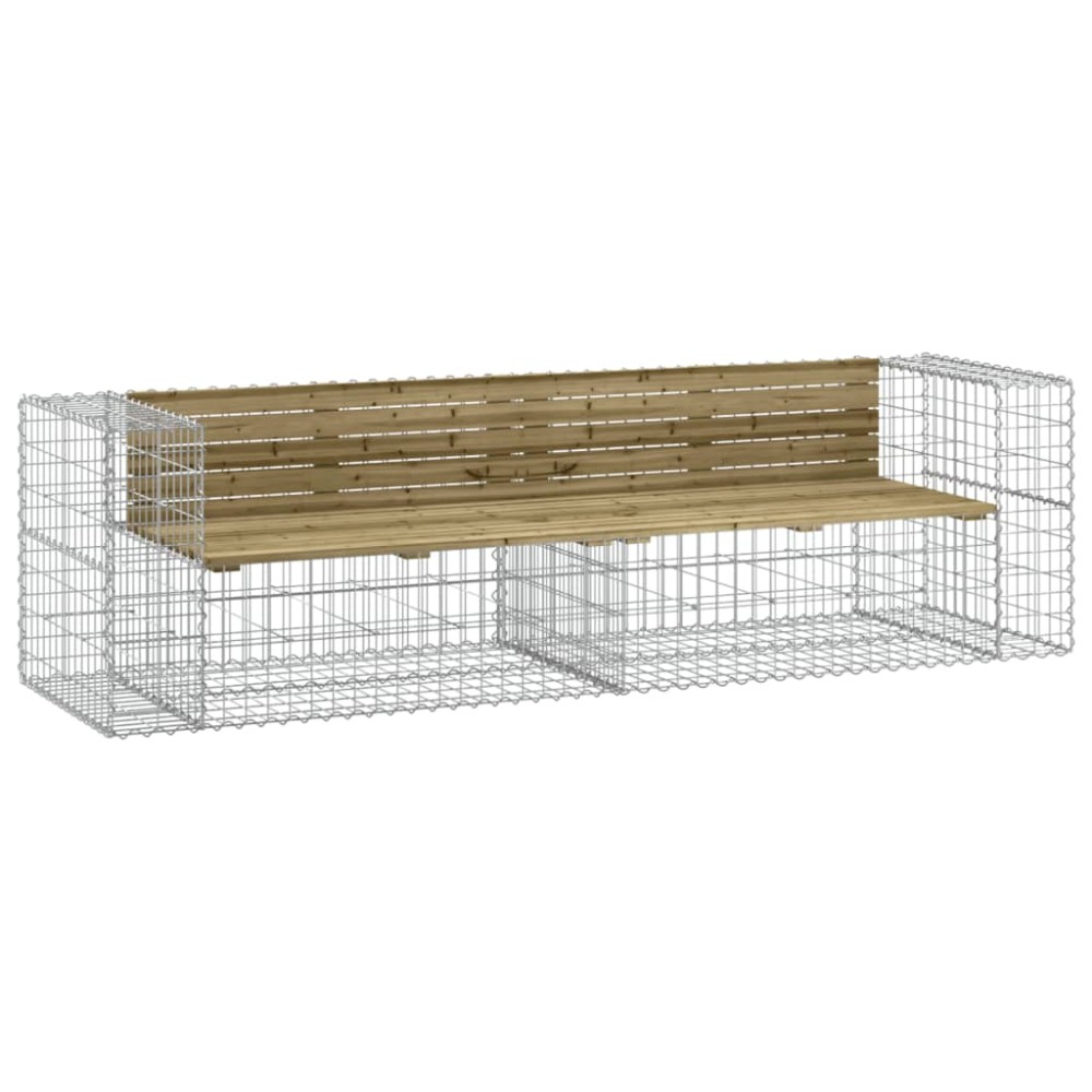 vidaXL Bancă de grădină cu gabion, 244x71x65,5 cm, lemn pin impregnat
