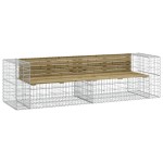 vidaXL Bancă de grădină cu gabion, 244x71x65,5 cm, lemn pin impregnat vidaXL Bancă de grădină cu gabion, 244x71x65,5 cm, lemn pin impregnat
