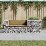 vidaXL Bancă de grădină & coș gabion, lemn de pin tratat vidaXL Bancă de grădină & coș gabion, lemn de pin tratat