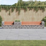 vidaXL Bancă de grădină & coș gabion, lemn masiv Douglas vidaXL Bancă de grădină & coș gabion, lemn masiv Douglas