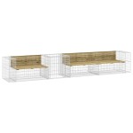 vidaXL Bancă de grădină & coș gabion, lemn de pin tratat vidaXL Bancă de grădină & coș gabion, lemn de pin tratat