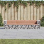 vidaXL Bancă de grădină tip gabion 287x71x65,5 cm, lemn masiv Douglas vidaXL Bancă de grădină tip gabion 287x71x65,5 cm, lemn masiv Douglas