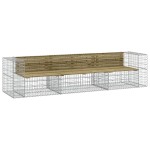 vidaXL Bancă grădină design gabion, 287x71x65,5 cm, lemn pin impregnat