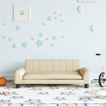 vidaXL Canapea pentru copii, crem, 90x53x30 cm, material textil vidaXL Canapea pentru copii, crem, 90x53x30 cm, material textil