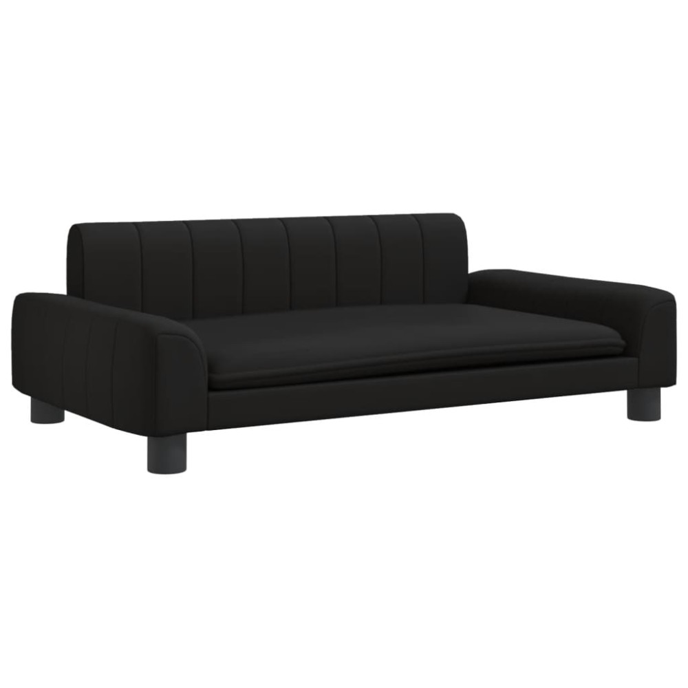 vidaXL Canapea pentru copii, negru, 90x53x30 cm, piele ecologică