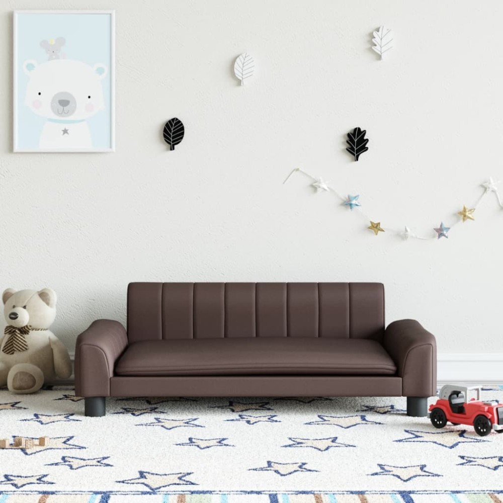 vidaXL Canapea pentru copii, maro, 90x53x30 cm, piele ecologică