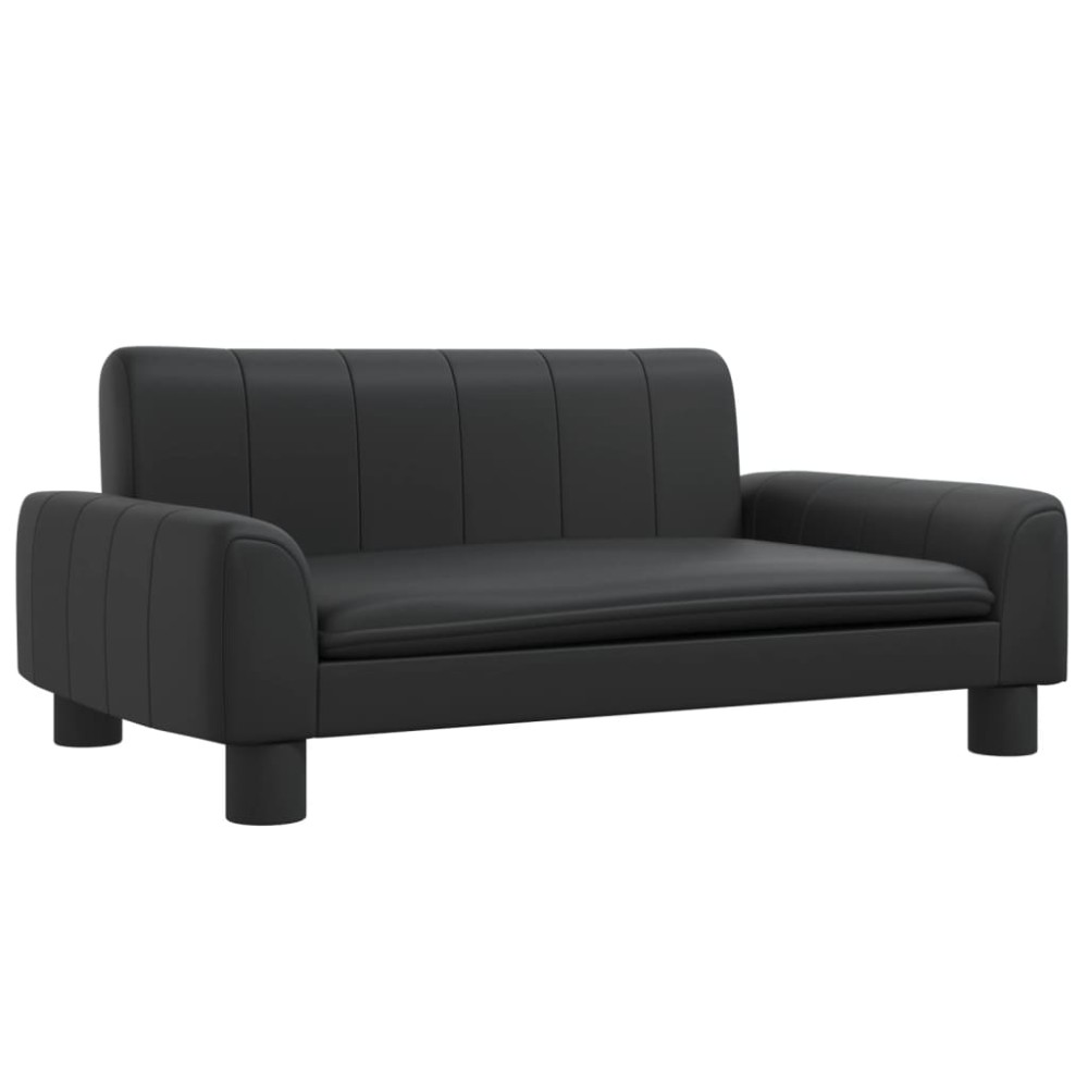 vidaXL Canapea pentru copii, negru, 70x45x30 cm, piele ecologică