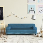 vidaXL Canapea pentru copii, albastru, 90x53x30 cm, catifea vidaXL Canapea pentru copii, albastru, 90x53x30 cm, catifea