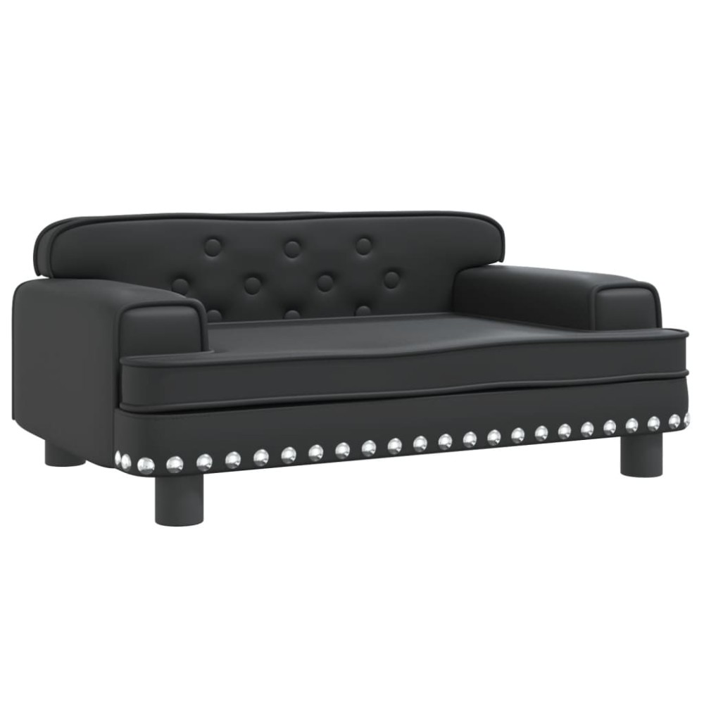 vidaXL Canapea pentru copii, negru, 70x45x30 cm, piele ecologică