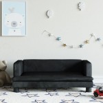 vidaXL Canapea pentru copii, negru, 80x45x30 cm, catifea vidaXL Canapea pentru copii, negru, 80x45x30 cm, catifea