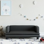 vidaXL Canapea pentru copii, negru, 80x45x30 cm, piele ecologică vidaXL Canapea pentru copii, negru, 80x45x30 cm, piele ecologică