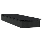 vidaXL Șezlong cu pernă, 1 buc., negru, 201x55x62 cm, poliratan