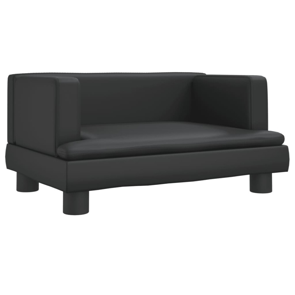 vidaXL Canapea pentru copii, negru, 60x40x30 cm, piele ecologică