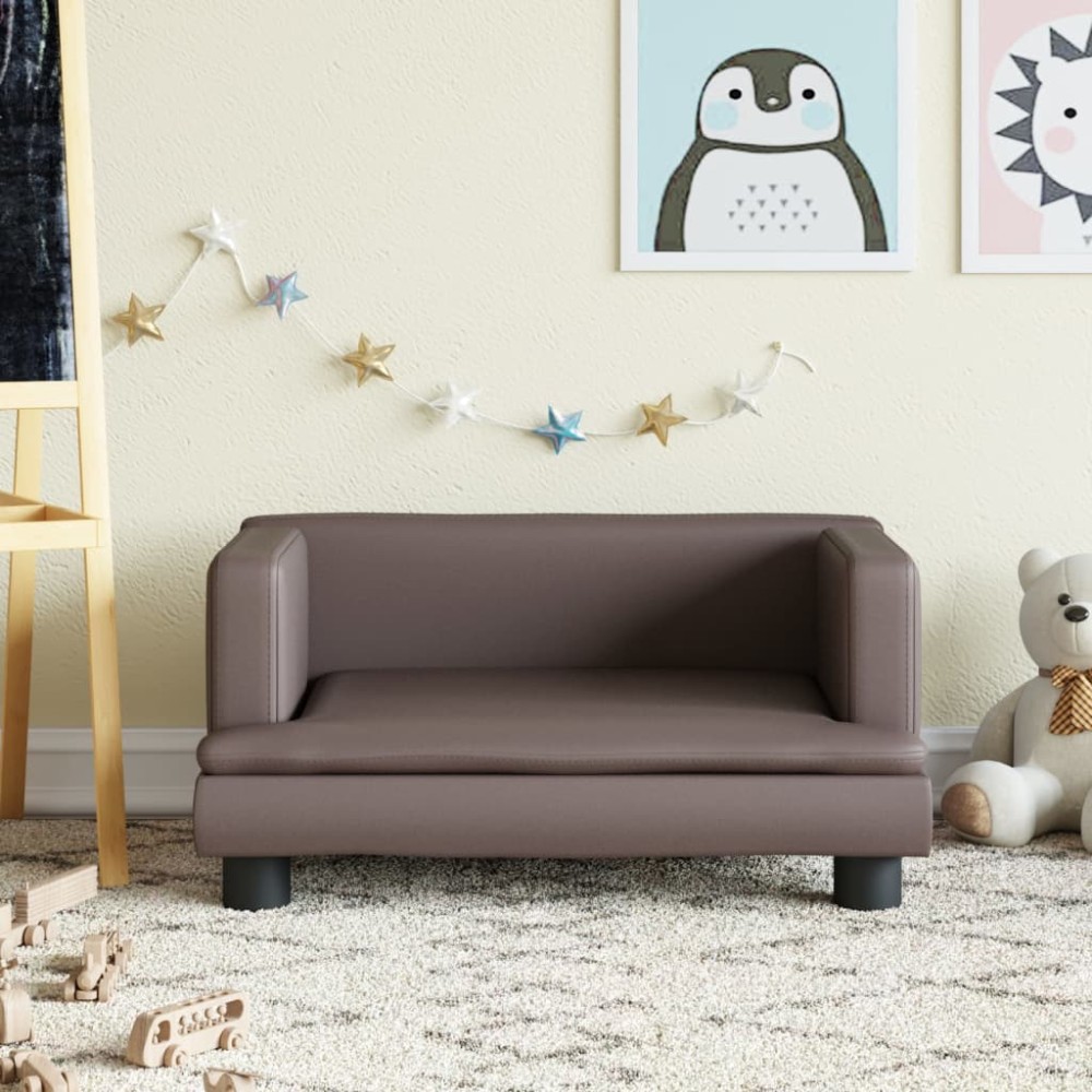 vidaXL Canapea pentru copii, maro, 60x40x30 cm, piele ecologică