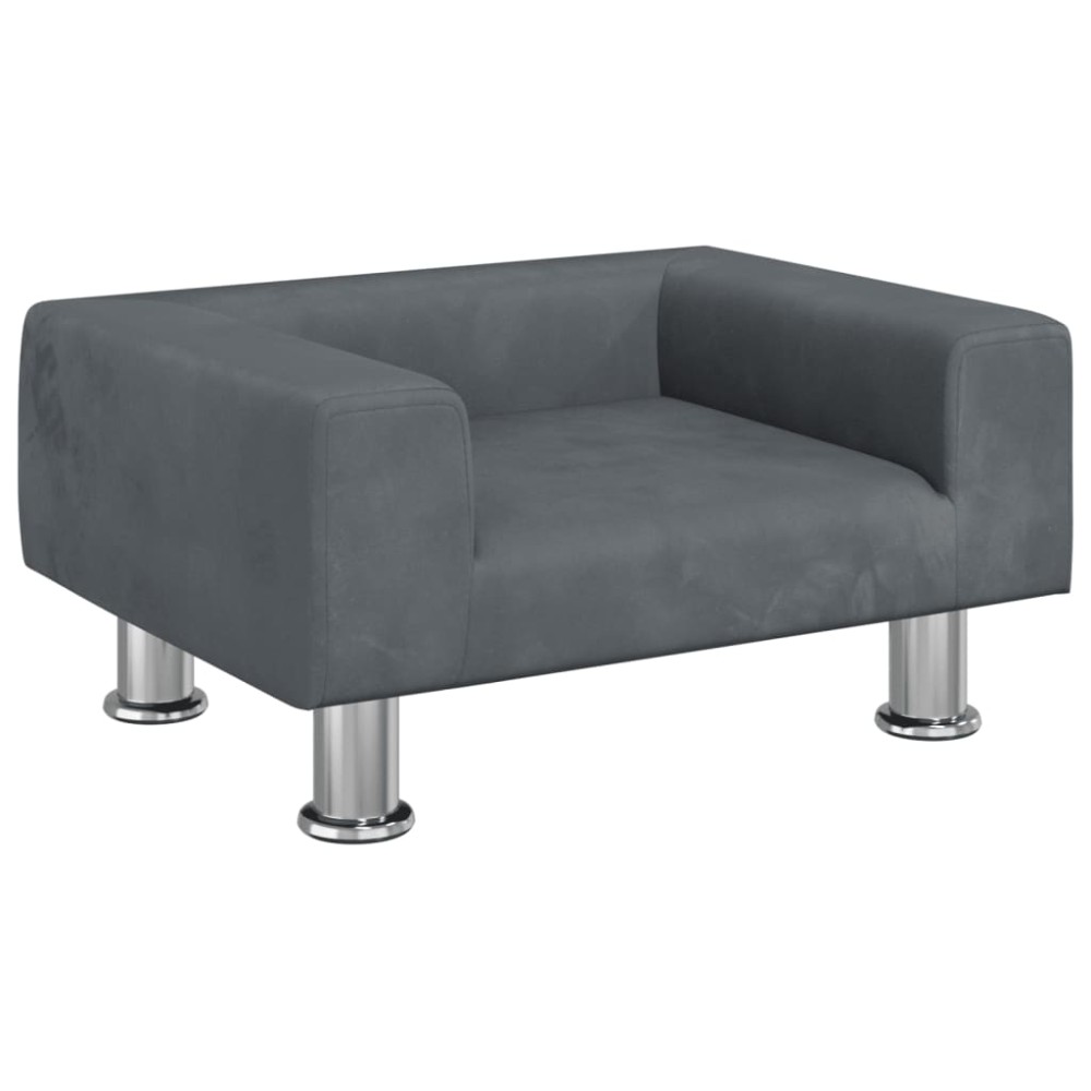 vidaXL Canapea pentru copii, gri închis, 50x40x26,5 cm, catifea