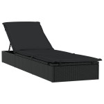 vidaXL Șezlong, 1 buc., cu masă, negru, poliratan vidaXL Șezlong, 1 buc., cu masă, negru, poliratan