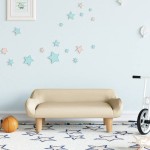 vidaXL Canapea pentru copii, crem, 70x40x24 cm, material textil vidaXL Canapea pentru copii, crem, 70x40x24 cm, material textil