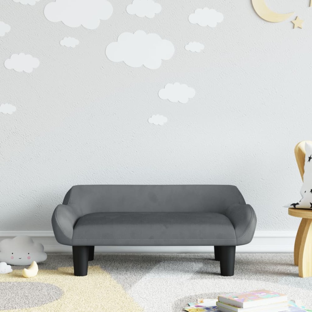 vidaXL Canapea pentru copii, gri închis, 70x40x24 cm, catifea