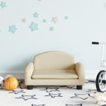 vidaXL Canapea pentru copii, crem, 50x40x30 cm, material textil vidaXL Canapea pentru copii, crem, 50x40x30 cm, material textil