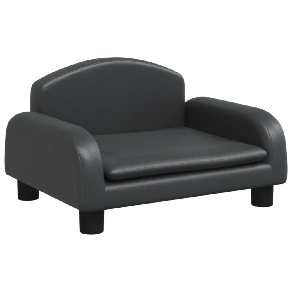 vidaXL Canapea pentru copii, negru, 50x40x30 cm, piele ecologică