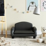 vidaXL Canapea pentru copii, negru, 50x40x30 cm, piele ecologică vidaXL Canapea pentru copii, negru, 50x40x30 cm, piele ecologică