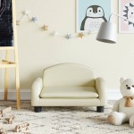 vidaXL Canapea pentru copii, crem, 50x40x30 cm, piele ecologică vidaXL Canapea pentru copii, crem, 50x40x30 cm, piele ecologică