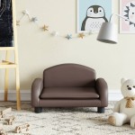 vidaXL Canapea pentru copii, maro, 50x40x30 cm, piele ecologică vidaXL Canapea pentru copii, maro, 50x40x30 cm, piele ecologică