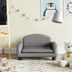vidaXL Canapea pentru copii, gri, 50x40x30 cm, piele ecologică vidaXL Canapea pentru copii, gri, 50x40x30 cm, piele ecologică