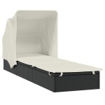 vidaXL Șezlong cu acoperiș pliabil, negru, 213x63x97 cm, poliratan vidaXL Șezlong cu acoperiș pliabil, negru, 213x63x97 cm, poliratan