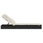vidaXL Șezlong cu acoperiș pliabil, negru, 213x63x97 cm, poliratan vidaXL Șezlong cu acoperiș pliabil, negru, 213x63x97 cm, poliratan
