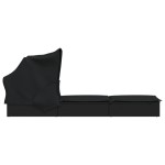 vidaXL Șezlong cu acoperiș pliabil, negru, 213x63x97 cm, poliratan vidaXL Șezlong cu acoperiș pliabil, negru, 213x63x97 cm, poliratan