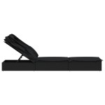 vidaXL Șezlong cu acoperiș pliabil, negru, 213x63x97 cm, poliratan vidaXL Șezlong cu acoperiș pliabil, negru, 213x63x97 cm, poliratan