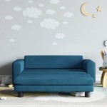 vidaXL Canapea pentru copii cu taburet albastru 100x50x30 cm catifea vidaXL Canapea pentru copii cu taburet albastru 100x50x30 cm catifea