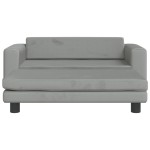 vidaXL Canapea pentru copii cu taburet gri deschis 100x50x30cm catifea vidaXL Canapea pentru copii cu taburet gri deschis 100x50x30cm catifea